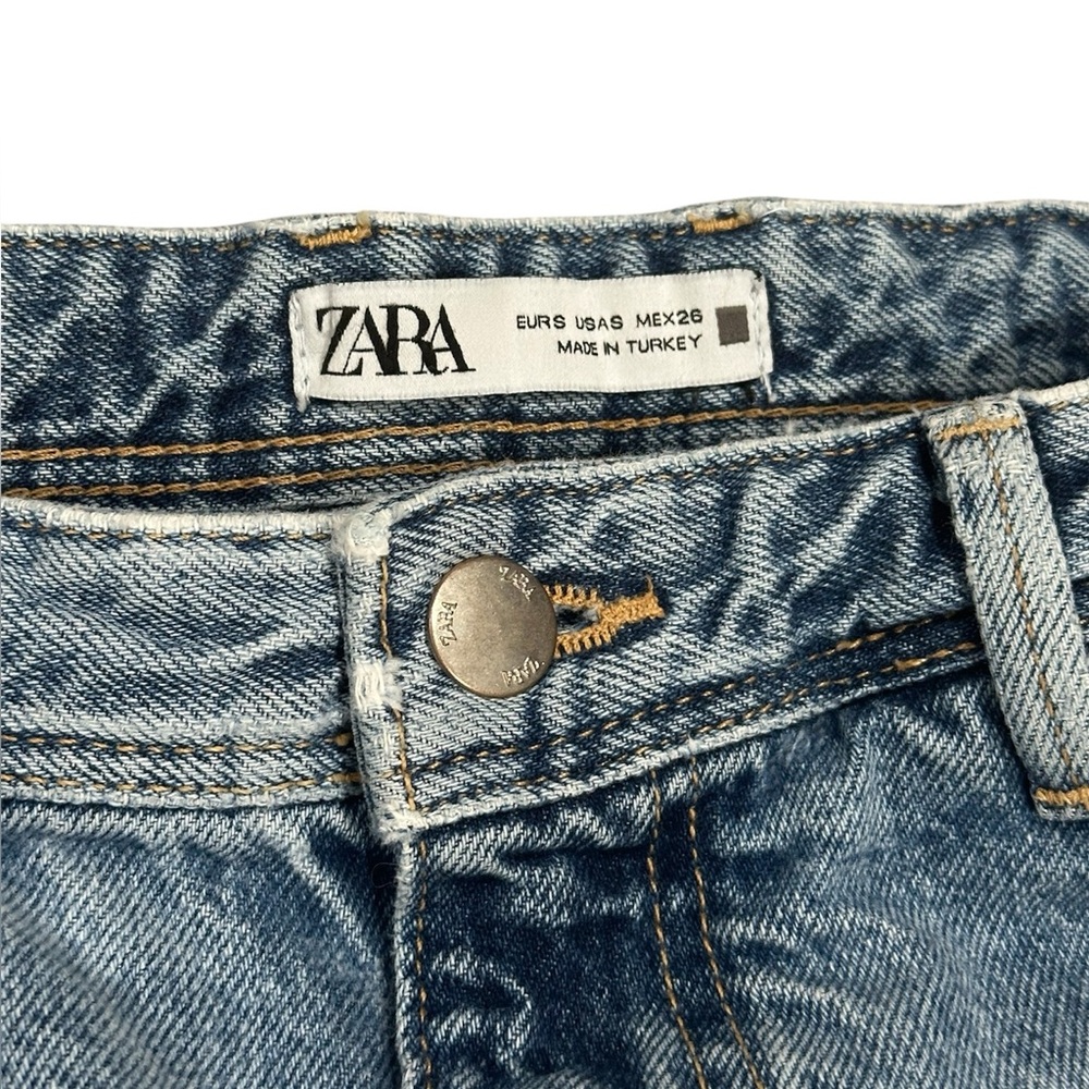 Zara TRF Long Denim Skirt Size S 100% Cotton High Rise Distressed Raw Hem Slit - Picture 11 of 11